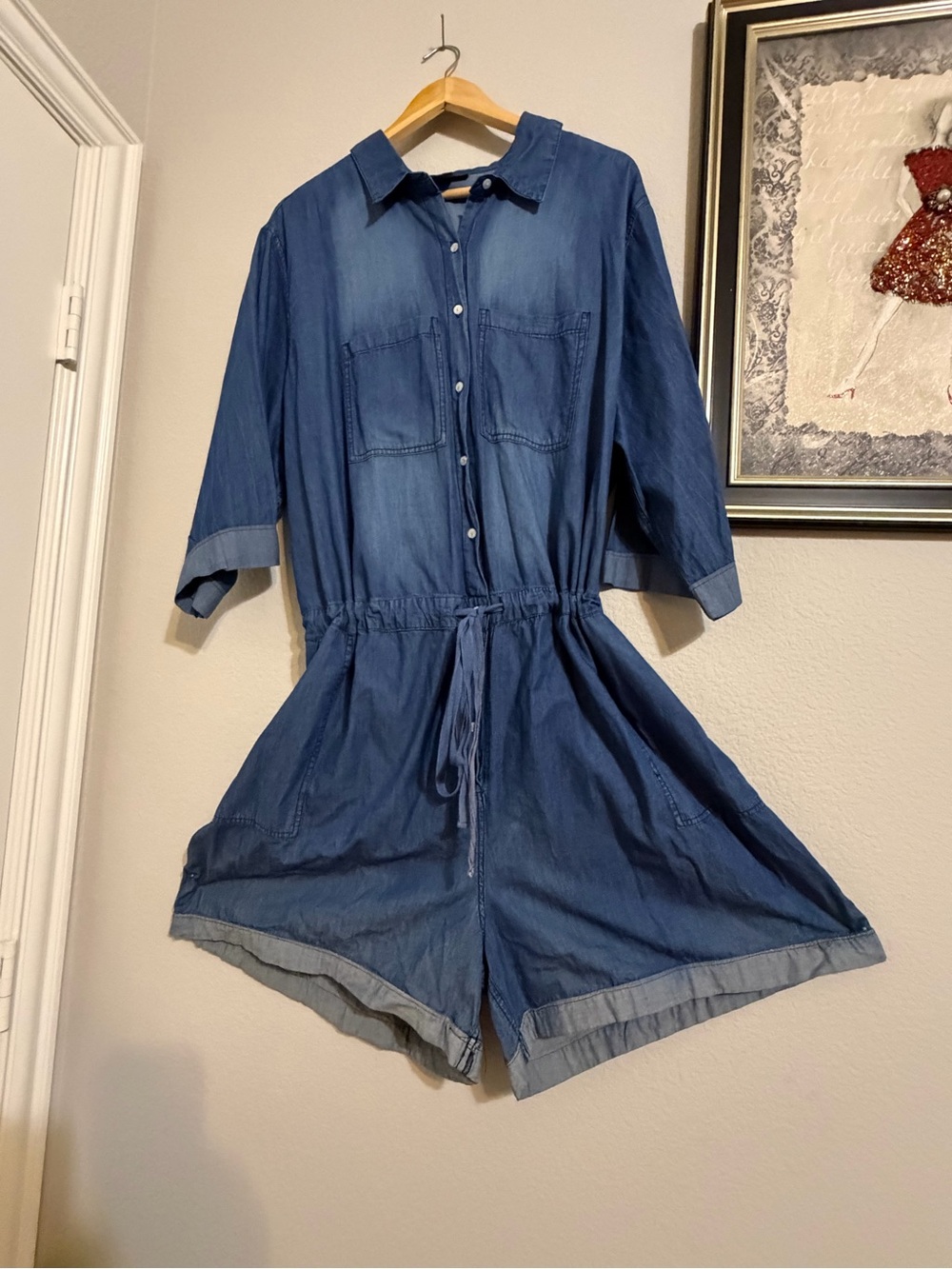 Ashley Stewart Blue Denim Button-Up Top